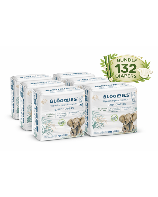 Bamboo Baby Diapers - Size 2 (3-8kg) 9 packs - 198 Diapers