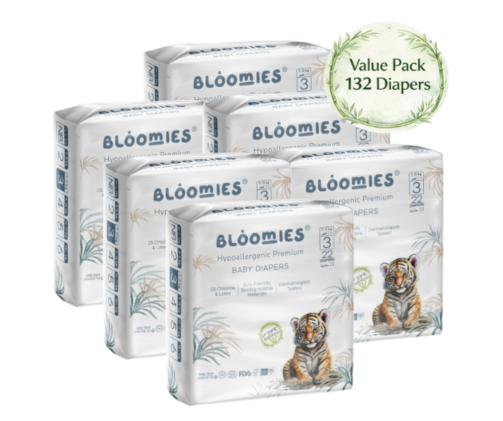 Bamboo Diapers - Size 3 (7-11kg) 6 packs - 132 Diapers – Bloomies-UAE