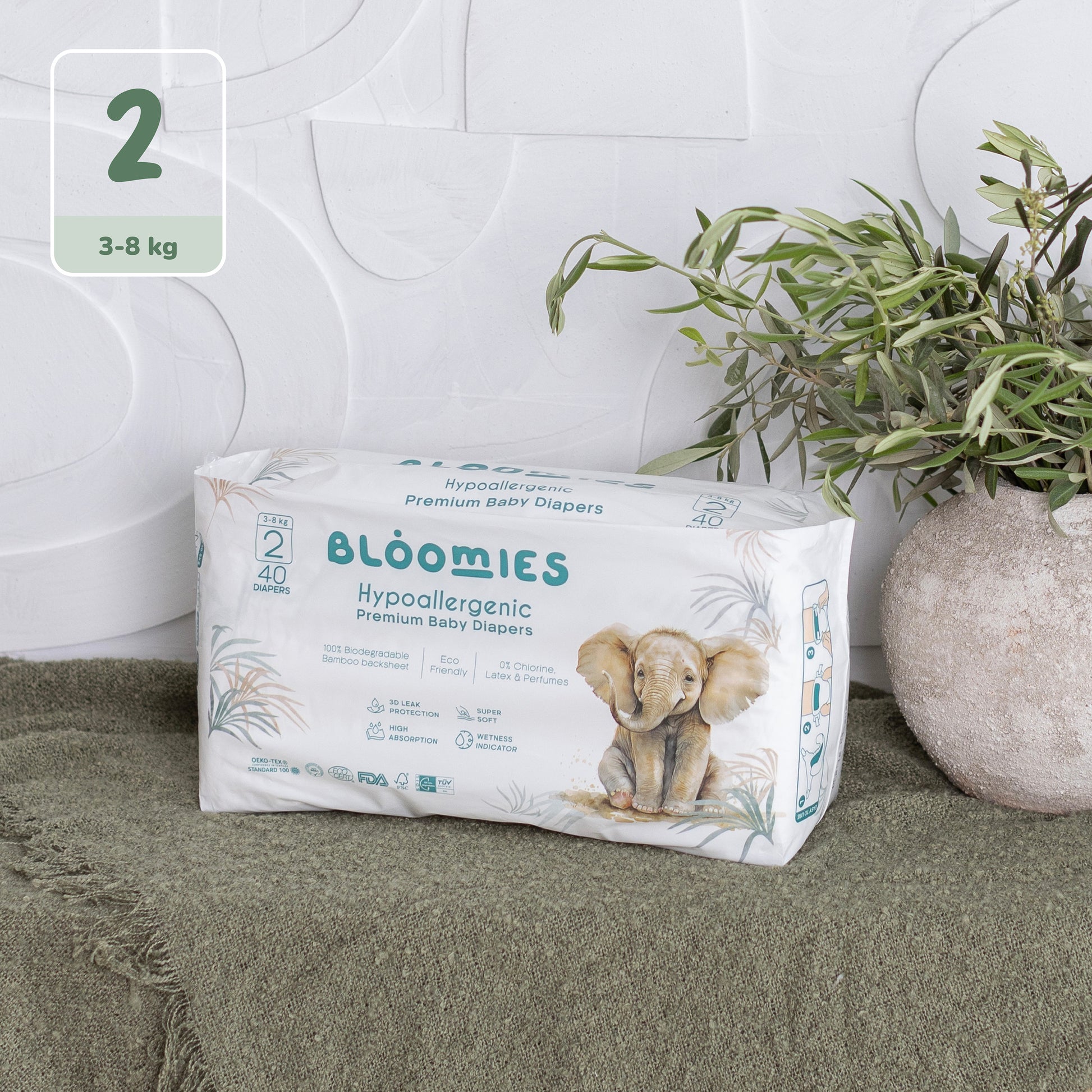3.	Premium Baby Diapers - Size 2 box with pot
