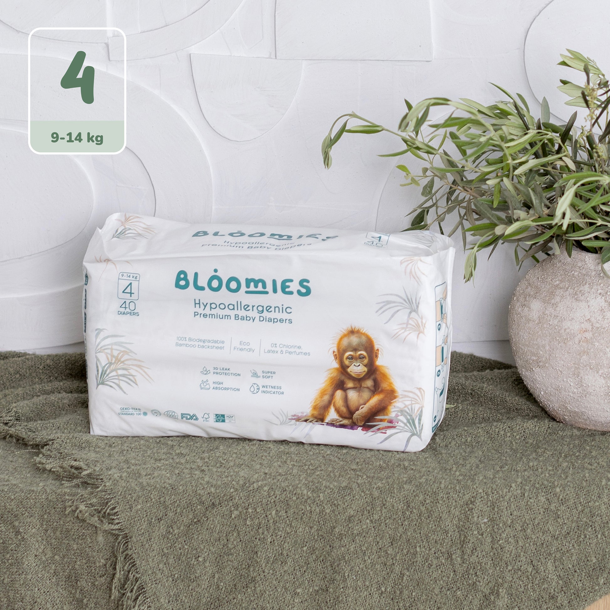 Premium Baby Diapers - Size 4 box with flower pot